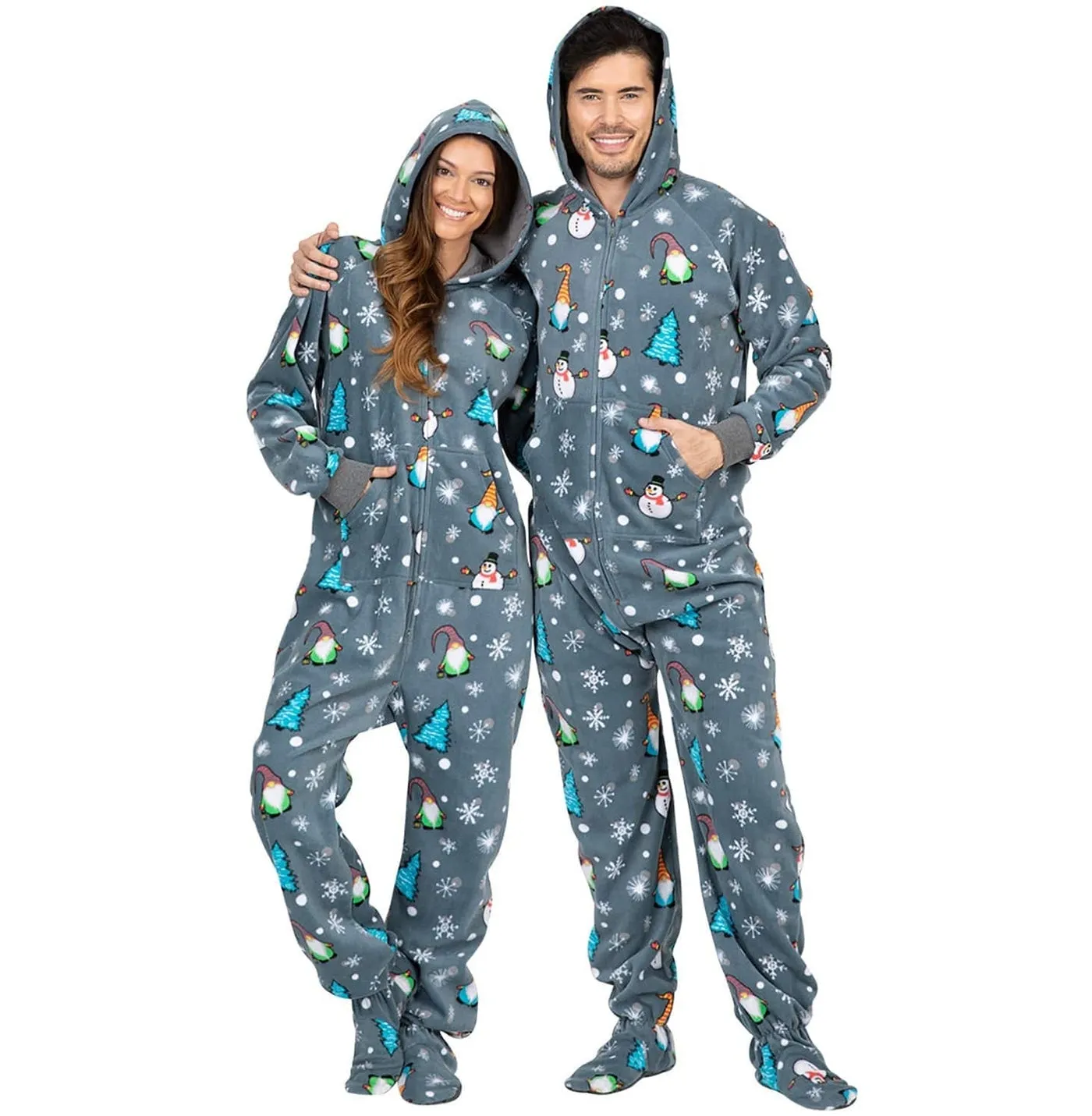 Footed Pajamas Co. Family Matching Gnomes Greeting Hoodie Fleece Onesie*