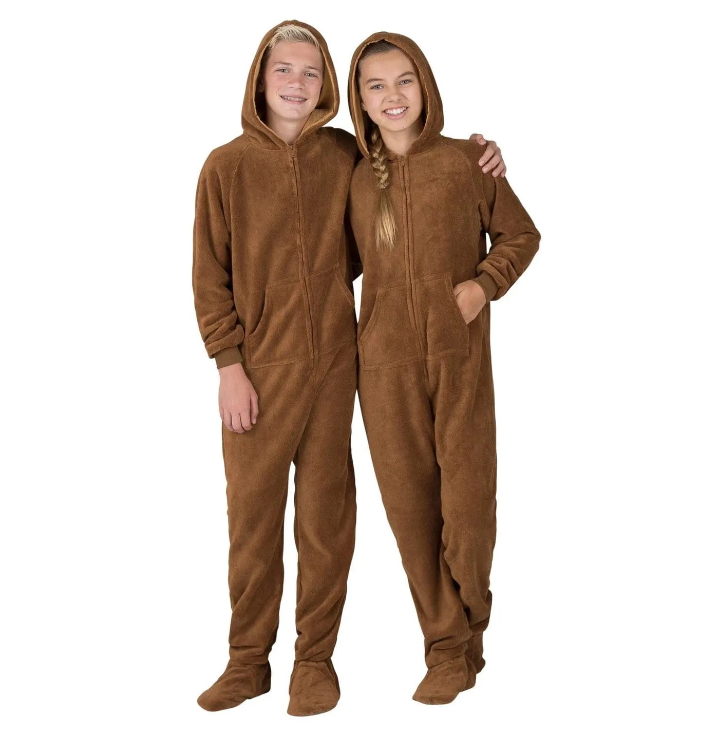 Footed Pajamas Co. Family Matching Teddy Bear Hoodie Chenille Onesie*