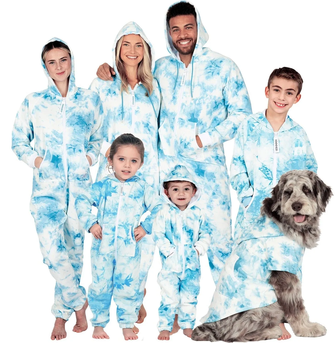 Footed Pajamas Co. Family Matching Tie Dye Blue Hoodie Onepiece Onesie*