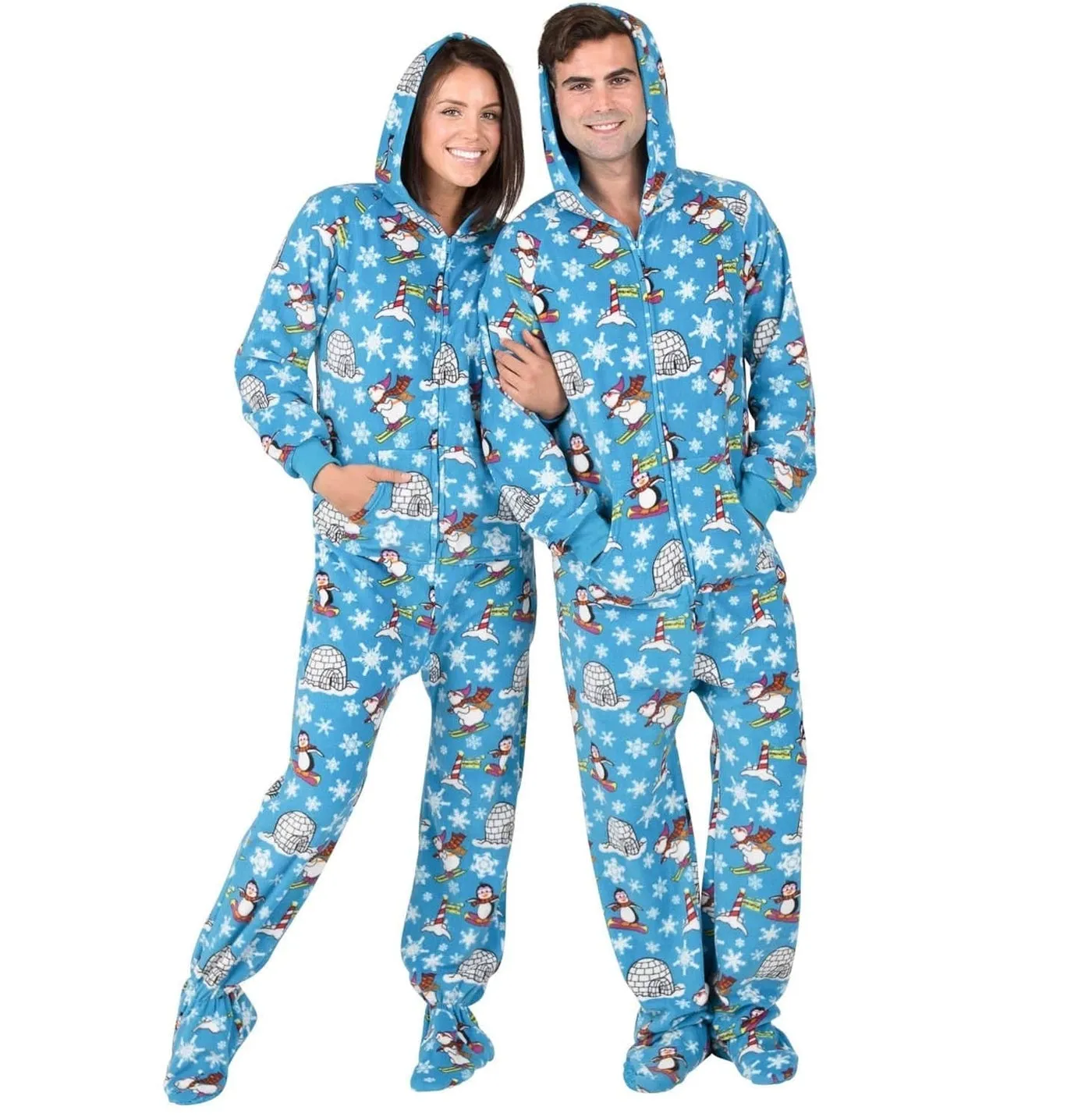 Footed Pajamas Co. Family Matching Winter Wonderland Hoodie Fleece Onesie*