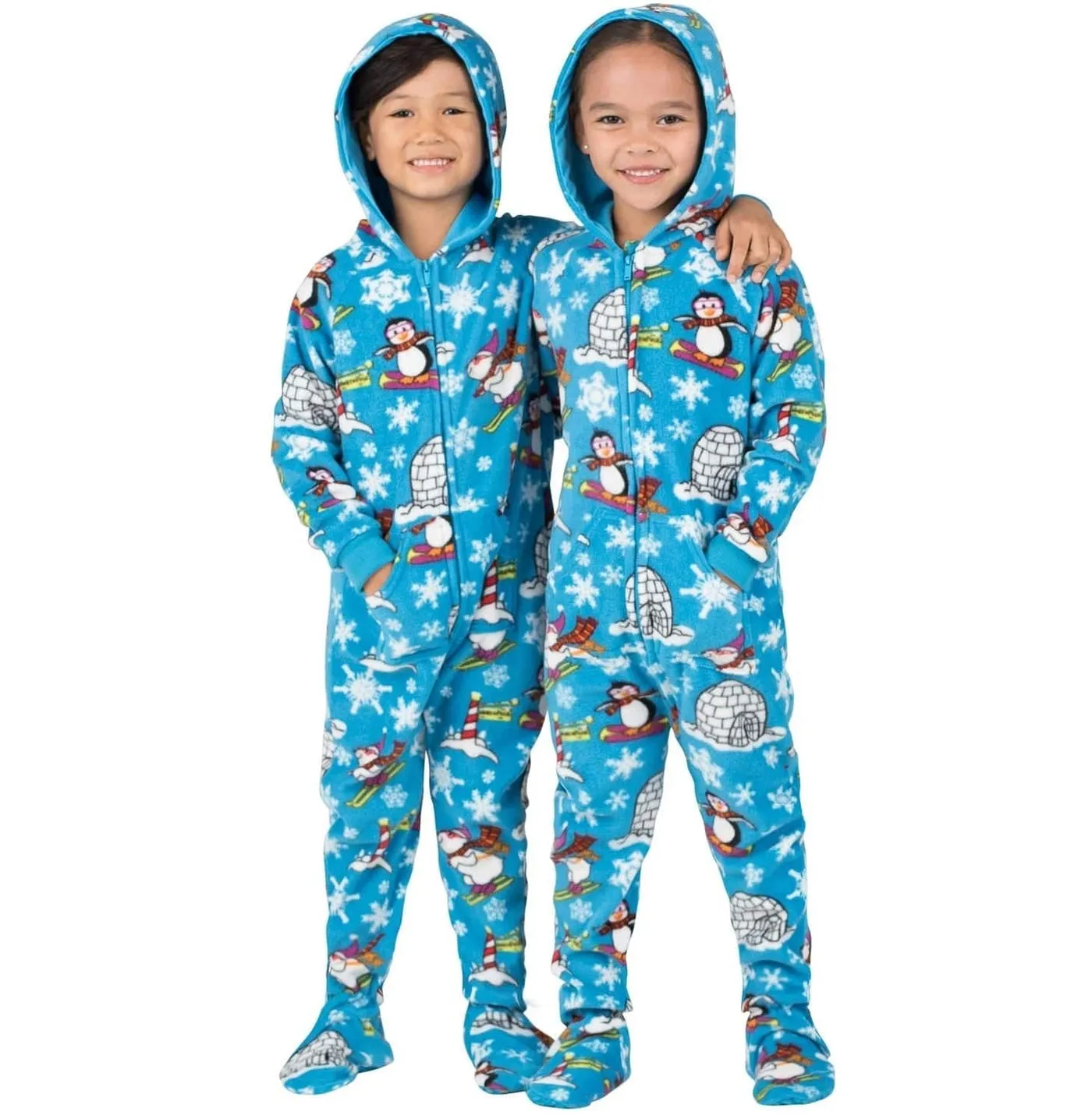 Footed Pajamas Co. Family Matching Winter Wonderland Hoodie Fleece Onesie*