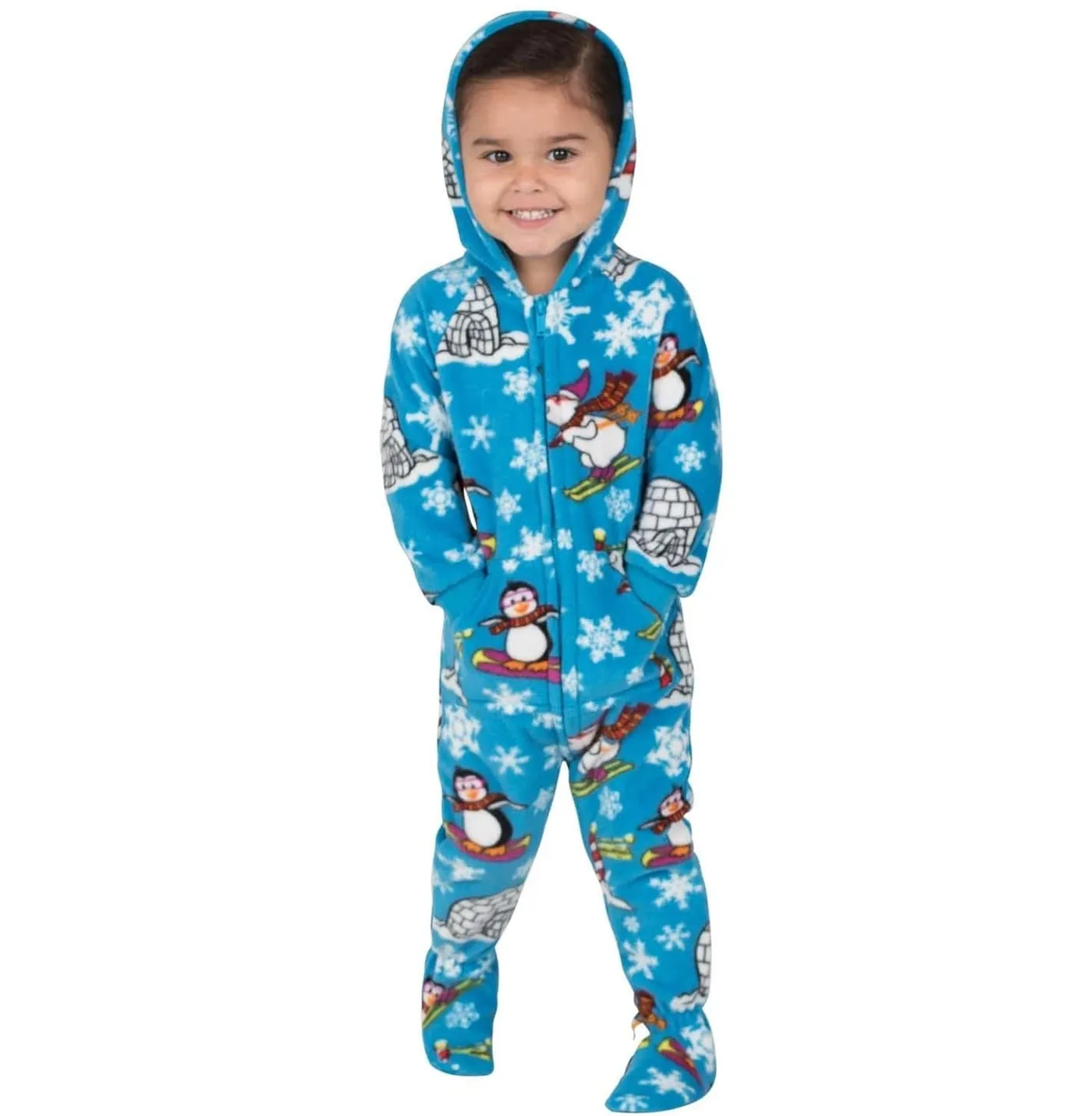 Footed Pajamas Co. Family Matching Winter Wonderland Hoodie Fleece Onesie*