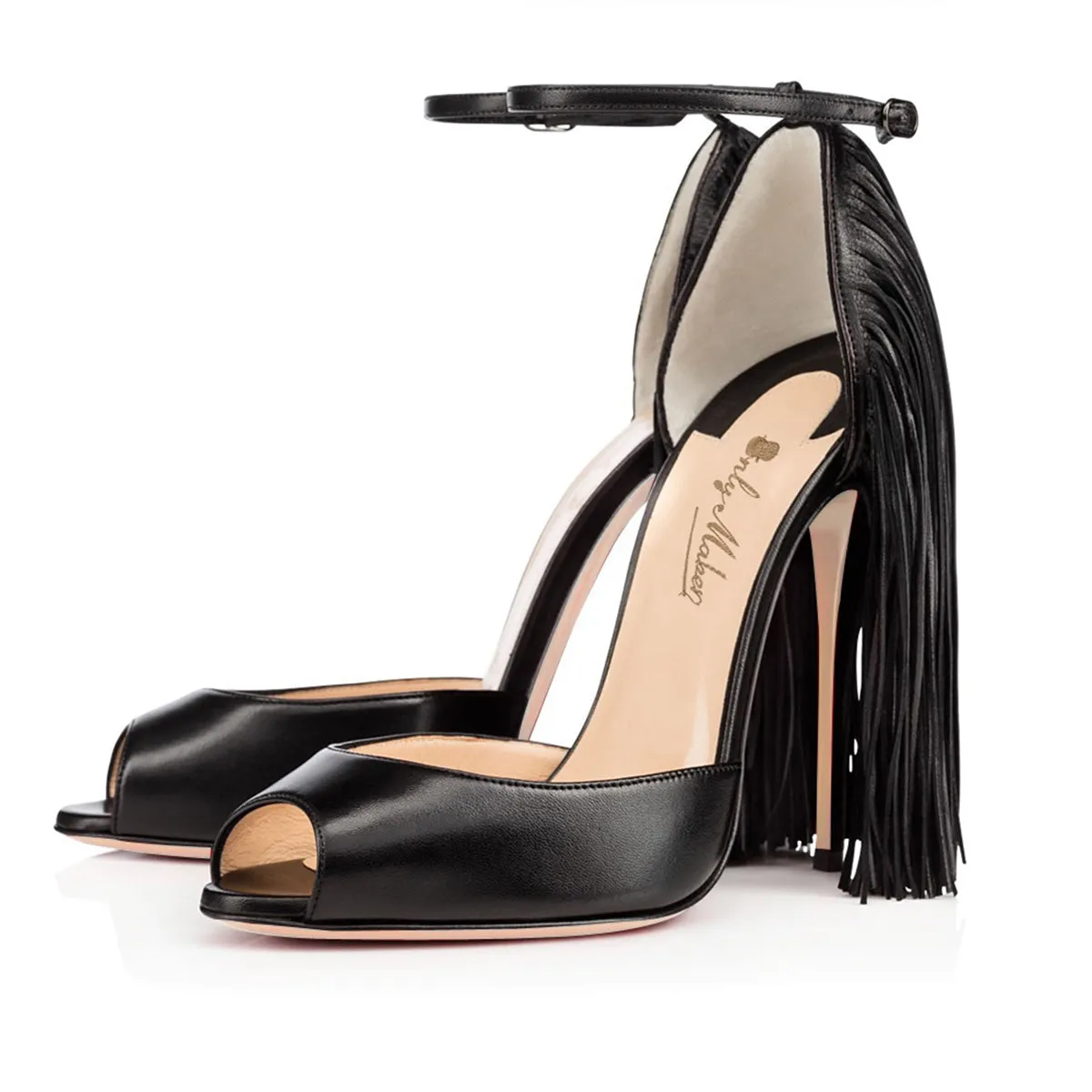 Fringe Decoration Peep Toe High Heel Sandals