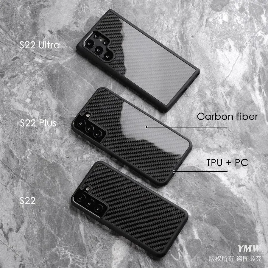 Galaxy S22 Ultra Cute Phone Case: Real Carbon Fiber, Business Cover