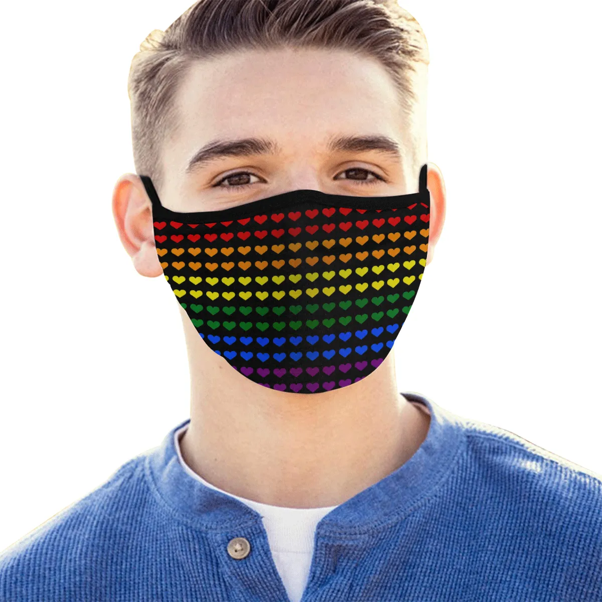 Gay Pride Rainbow Hearts Mouth Mask *Ready To Ship*