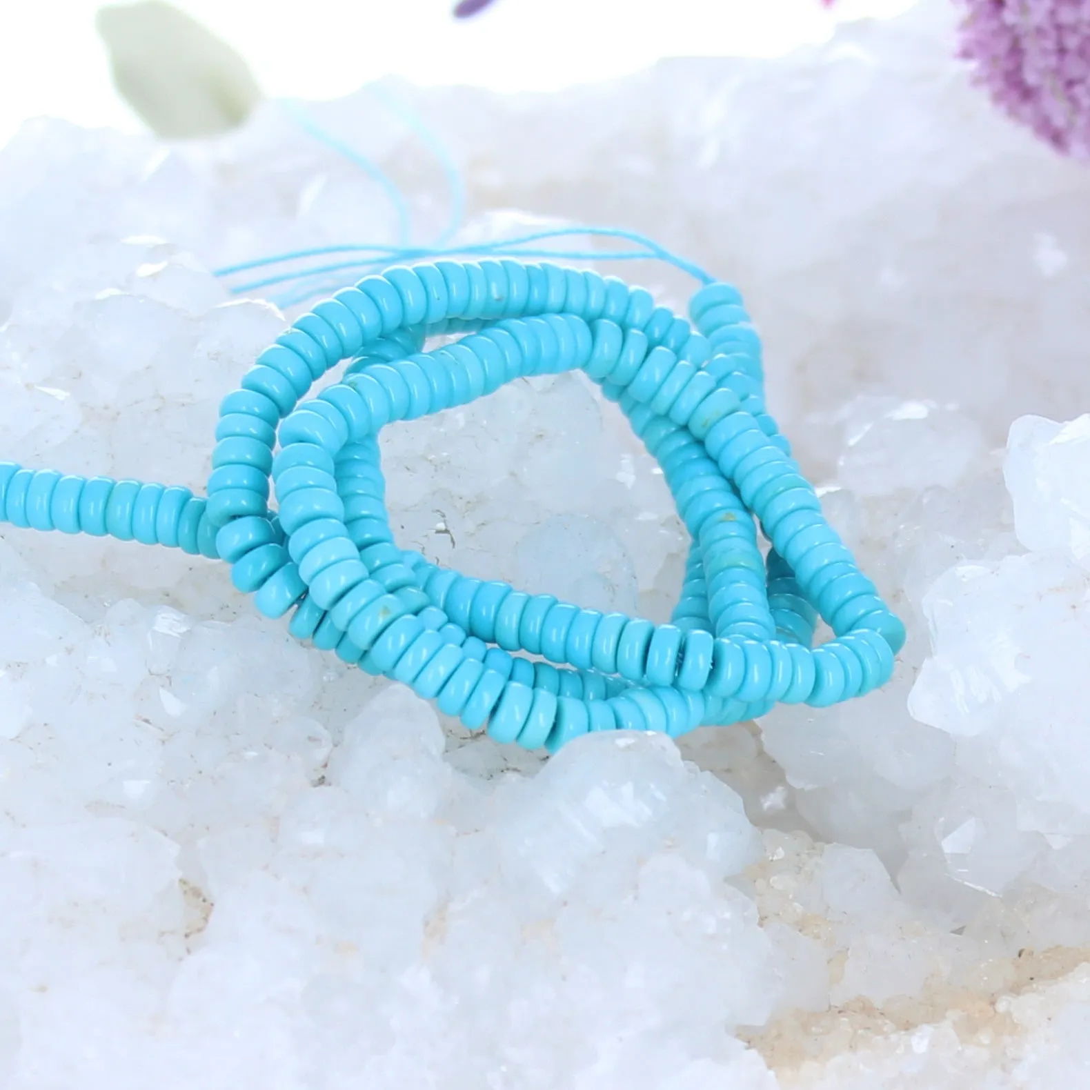 Genuine AAA SLEEPING BEAUTY Turquoise Heshi Beads 4mm