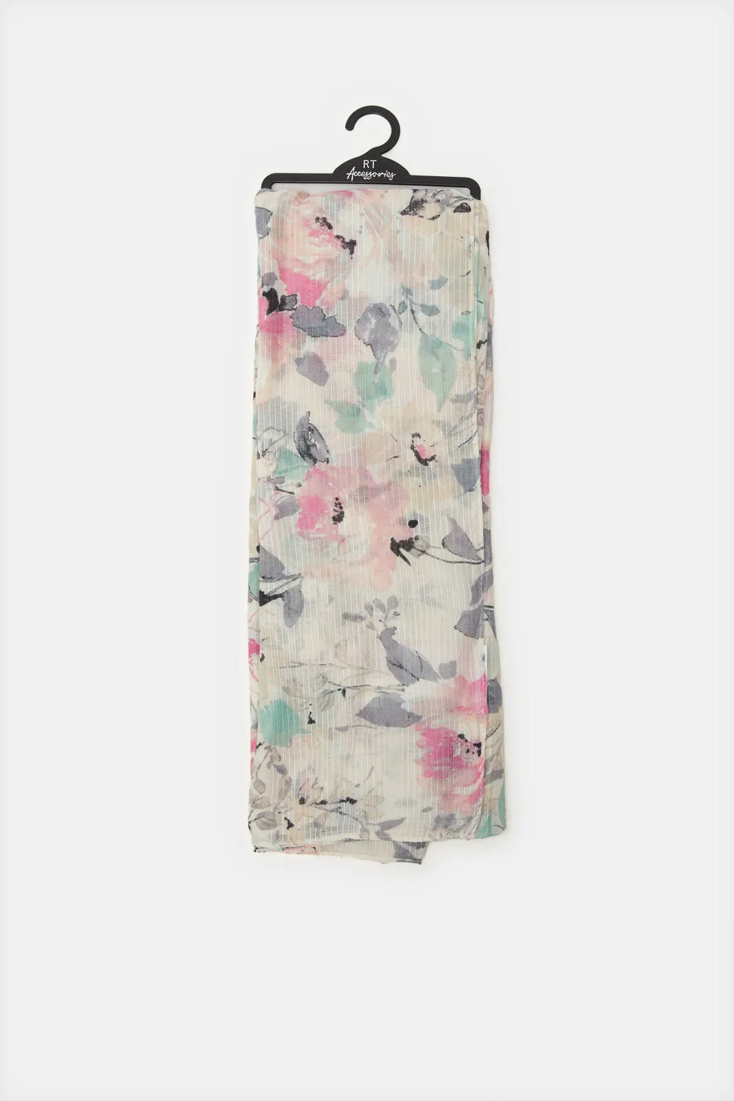 Girls Green Floral Print Scarf