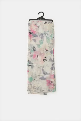 Girls Green Floral Print Scarf