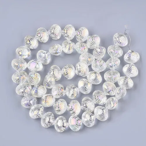 Glass Beads, Electroplated, Shell Shape, Clear, AB, 12mm