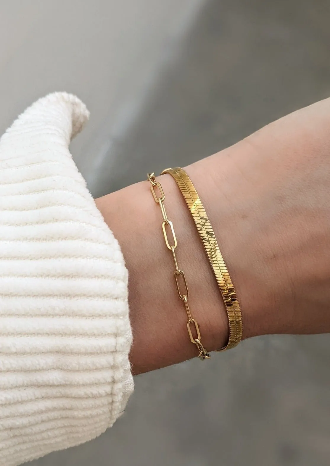 Gold Herringbone Bracelet by Layer the Love