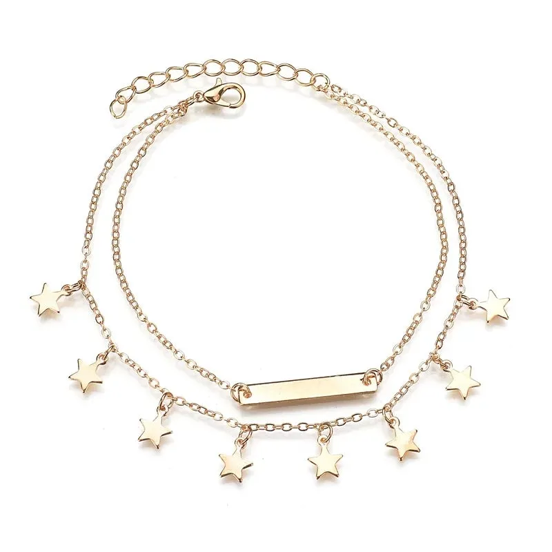 Gold plated Multi layer anklet