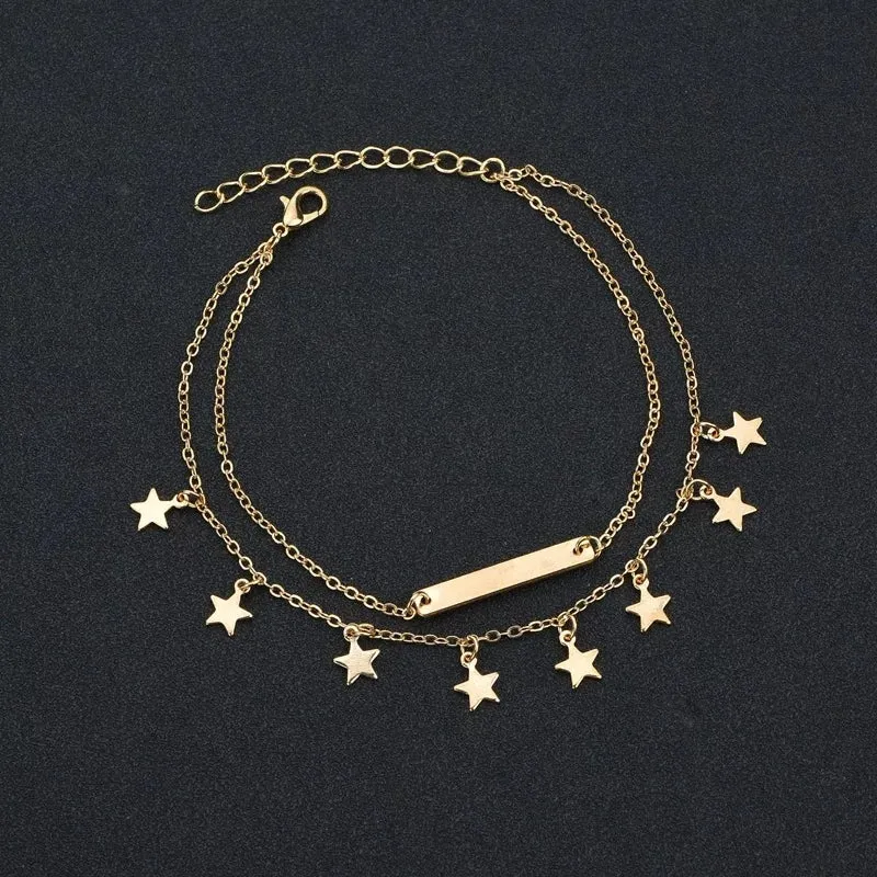 Gold plated Multi layer anklet