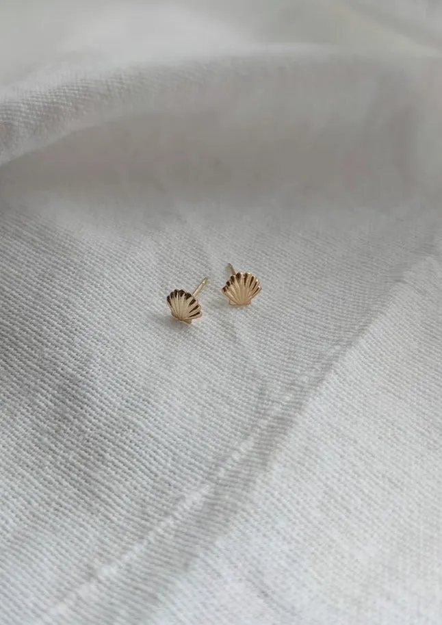 Gold Seashell Stud Earrings by Layer the Love