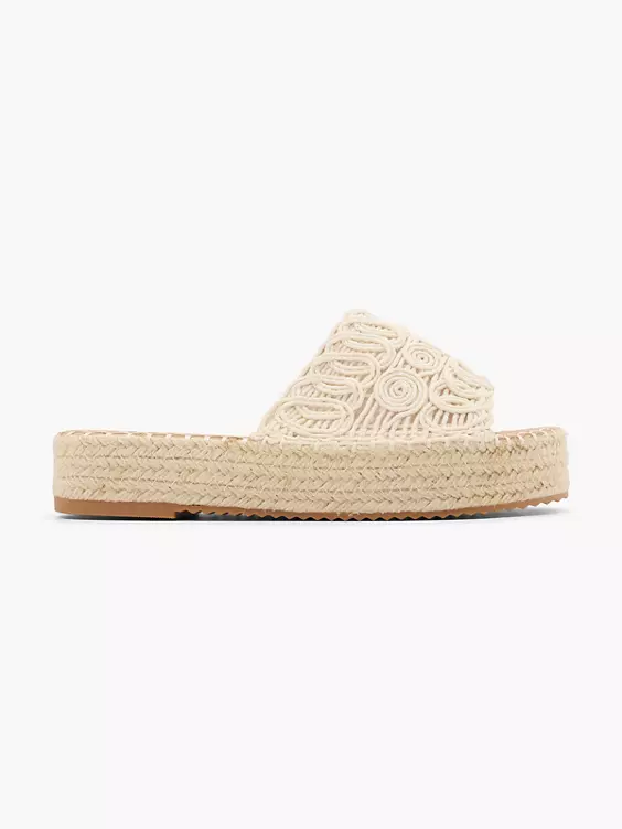 Graceland  Cream Woven Detailed Platform Espadrille