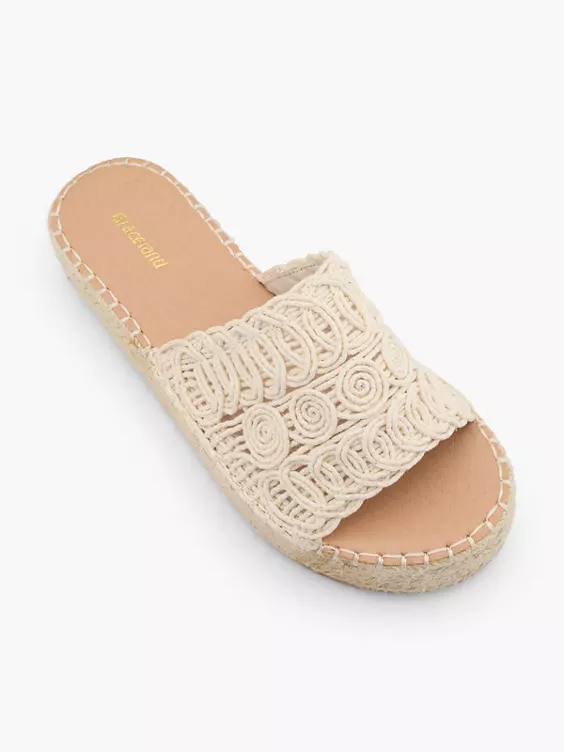 Graceland  Cream Woven Detailed Platform Espadrille