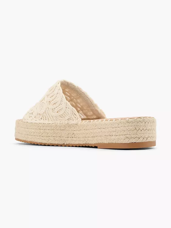 Graceland  Cream Woven Detailed Platform Espadrille