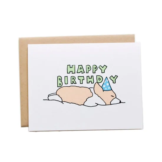 Happy Birthday Corgi Sleeping