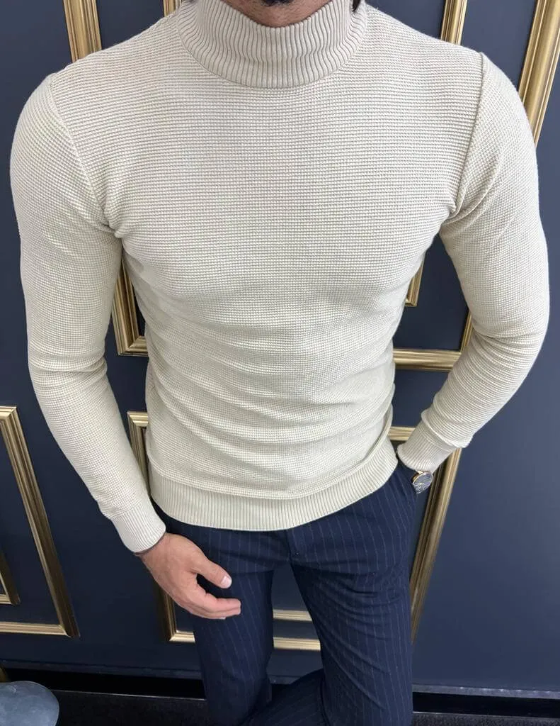 HolloMen Beige Mock Turtleneck