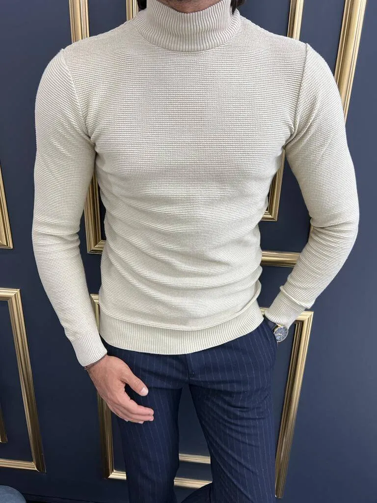 HolloMen Beige Mock Turtleneck