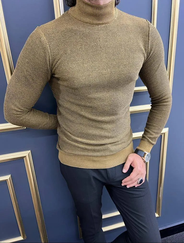 HolloMen Camel Mock Turtleneck