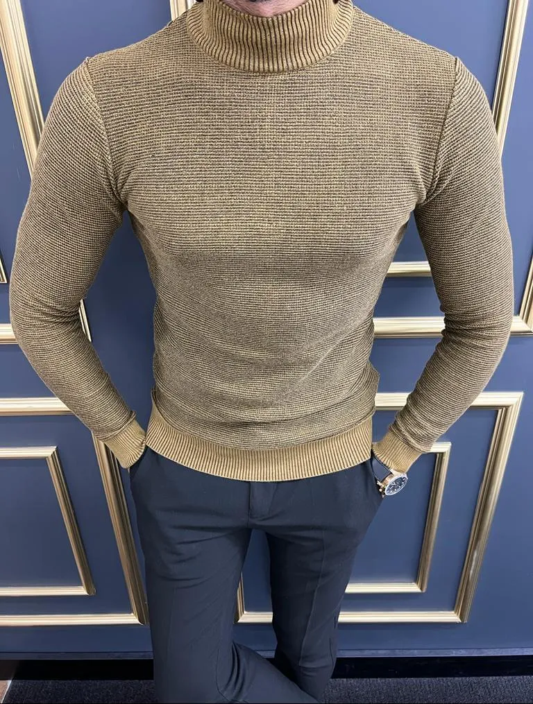 HolloMen Camel Mock Turtleneck