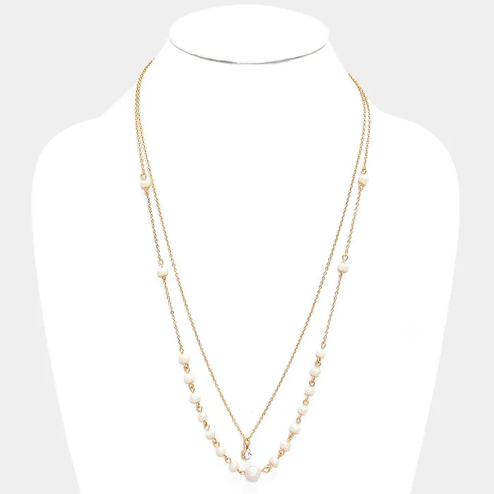 iLLASPARKZ Double Layer Crystal Pearl Necklace