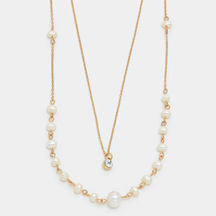 iLLASPARKZ Double Layer Crystal Pearl Necklace