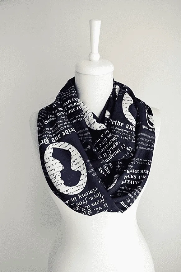 Jane Austen Pride and Prejudice Infinity Scarf Handmade Limited Edition