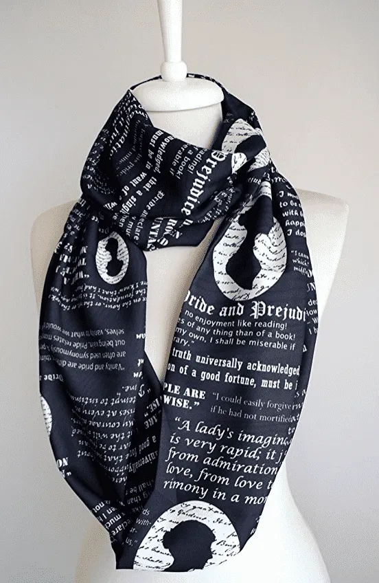 Jane Austen Pride and Prejudice Infinity Scarf Handmade Limited Edition