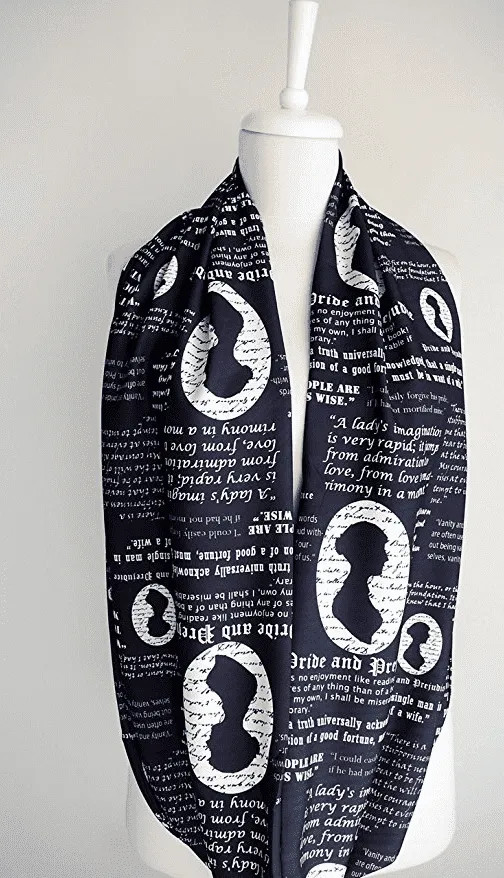 Jane Austen Pride and Prejudice Infinity Scarf Handmade Limited Edition