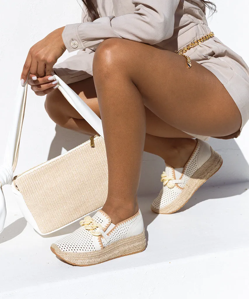 JHENEE ESPADRILLE SNEAKERS IVORY PERFORATED NUBUCK