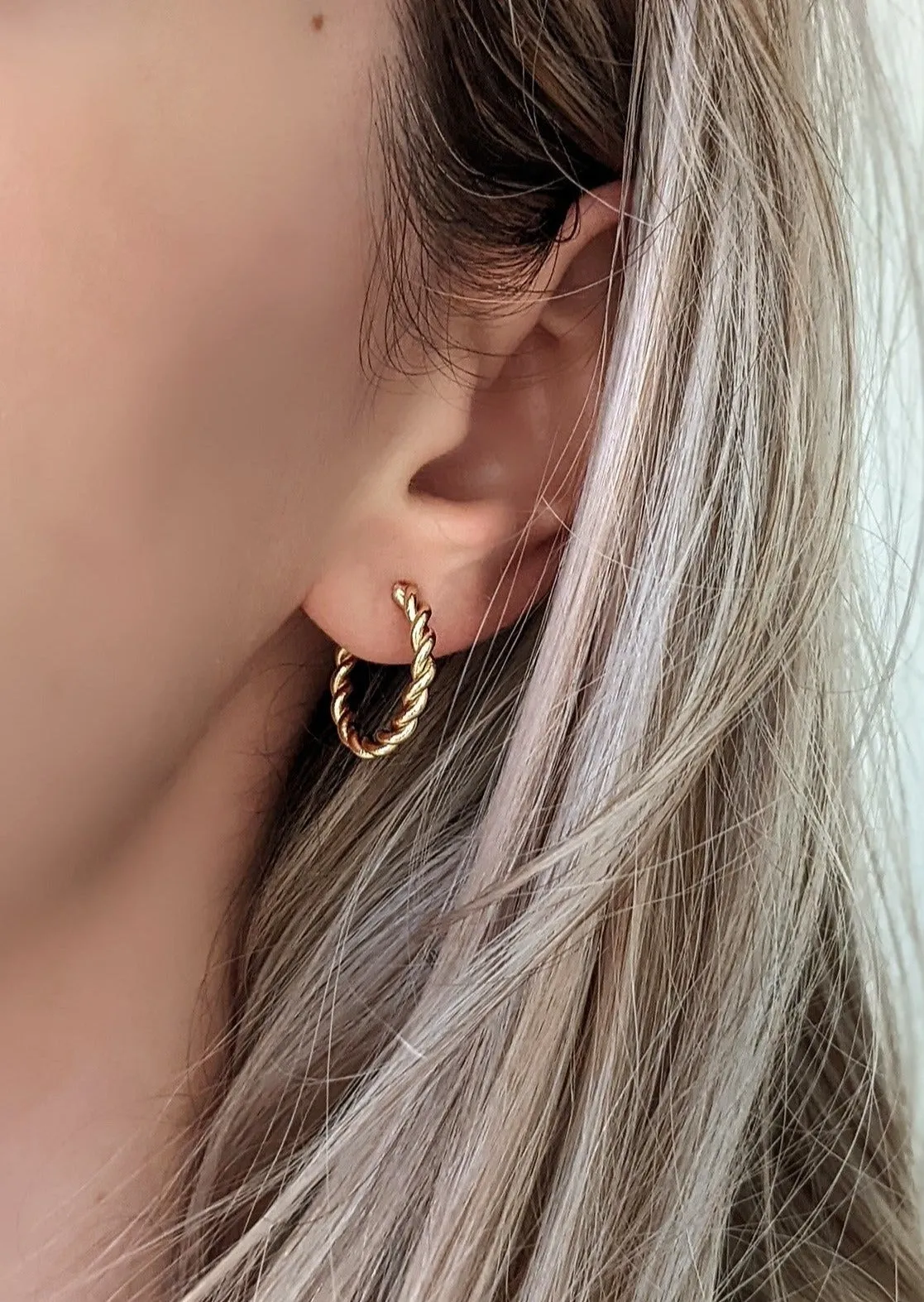 Kate Mini Twist Gold Hoops by Layer the Love