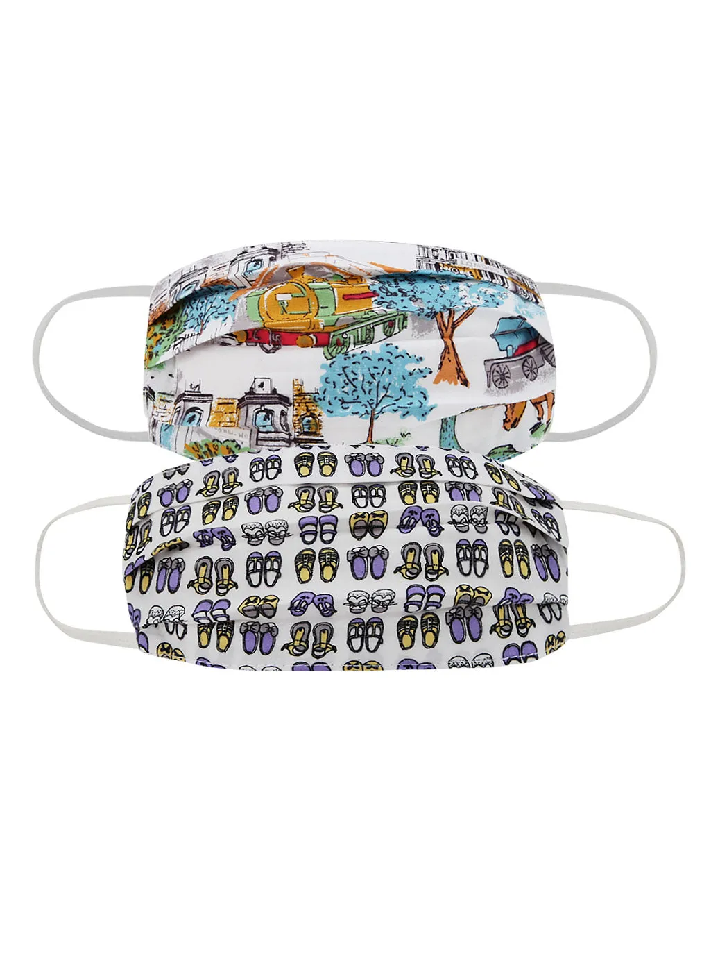 Kids Printed Face Mask Combo Of 2  (Train Print )