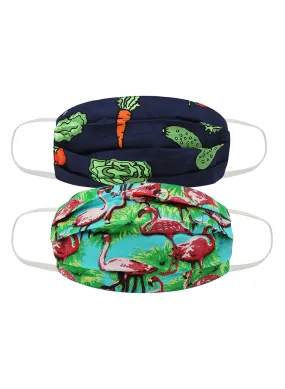 Kids Printed Face Mask Combo Of 2  (Veggie Print )