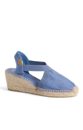 Ladies High Heeled Linen Espadrille