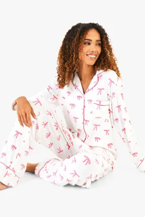 Ladies Mini Me Bow Pants Pajamas Set