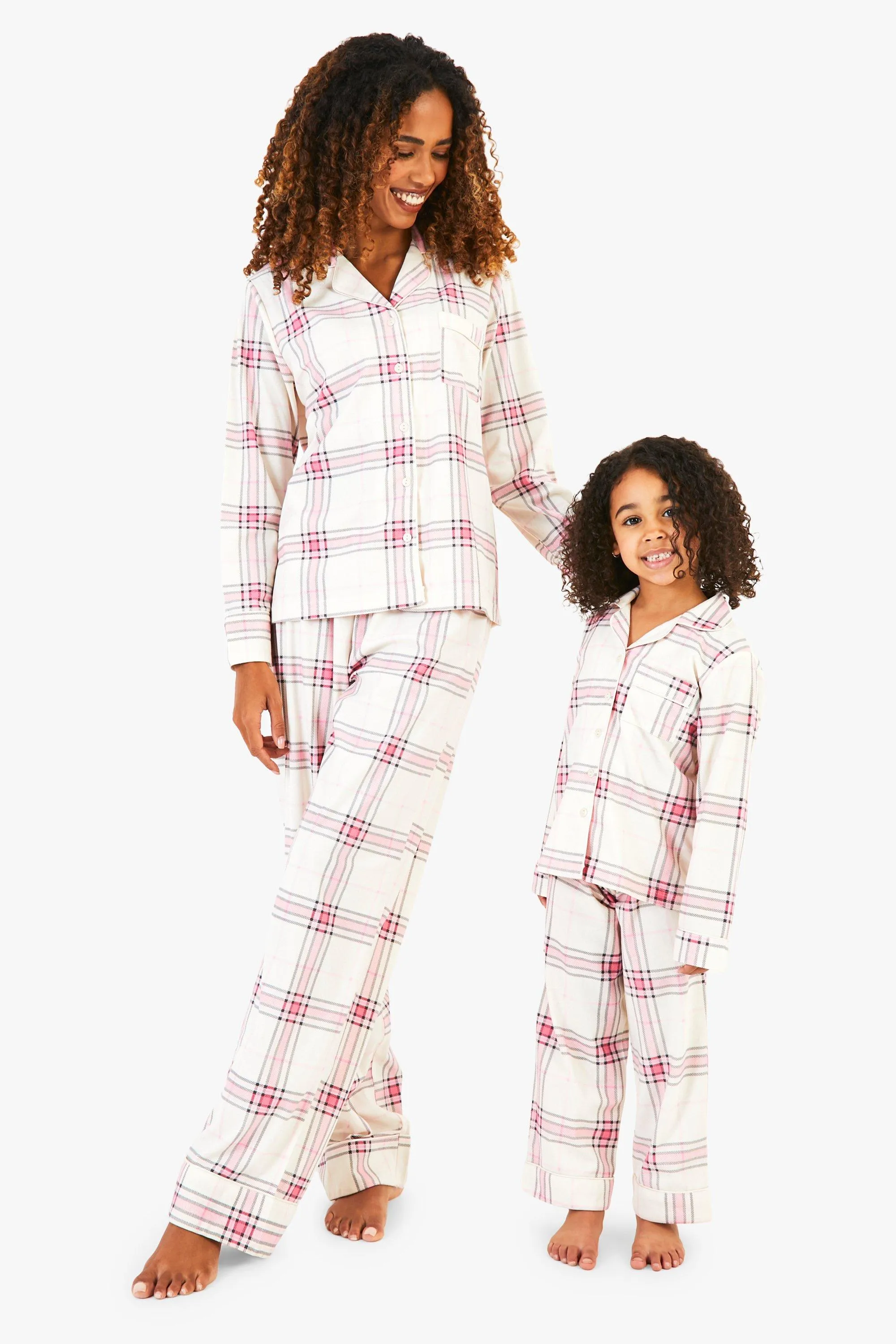 Ladies Mini Me Pink Flannel Pants Pajamas Set