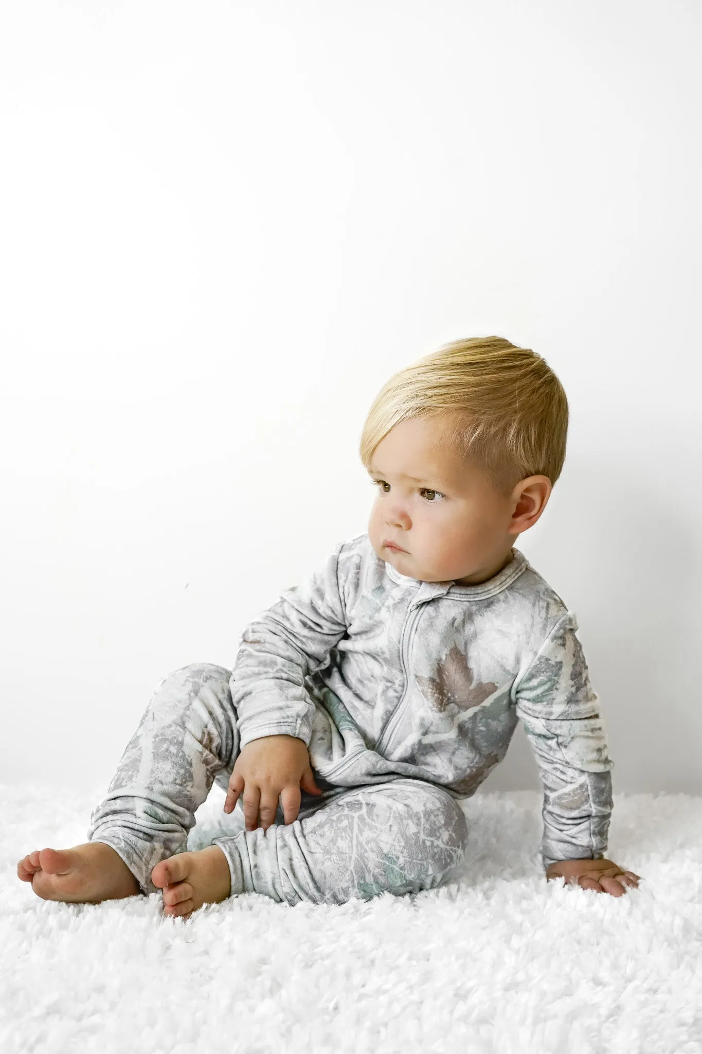 LB x Baby Breez Long Sleeve Snow Camo Romper Pajamas