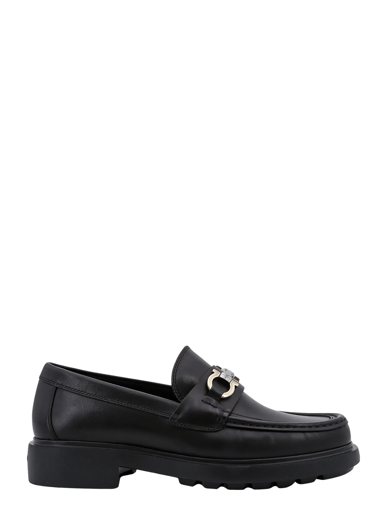 Leather loafer with Gancini metal detail