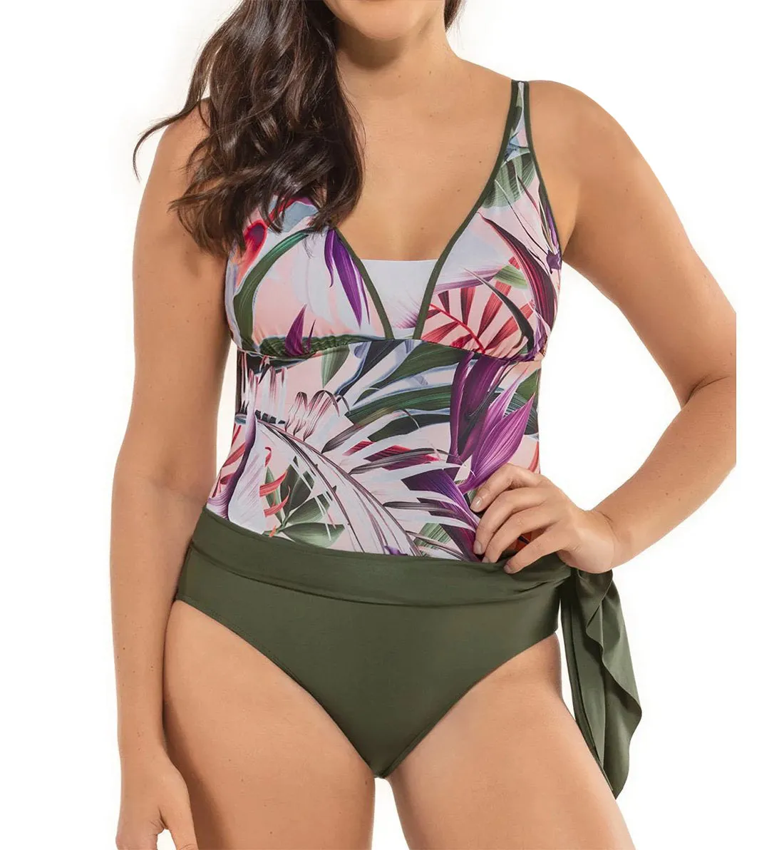 Leonisa Slimming Multiway Swim Dress (190875N) - Floral Green