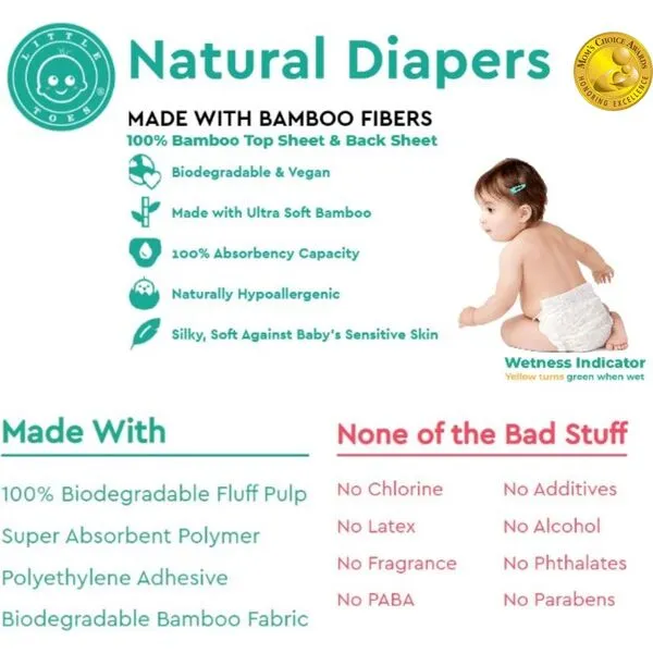 Little Toes Bamboo Diapers (36 Count)