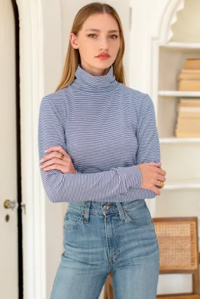 Little Turtleneck - Twilight + White Stripe Organic