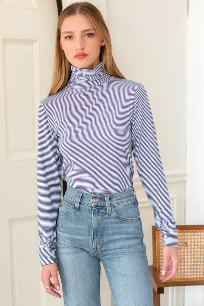 Little Turtleneck - Twilight + White Stripe Organic