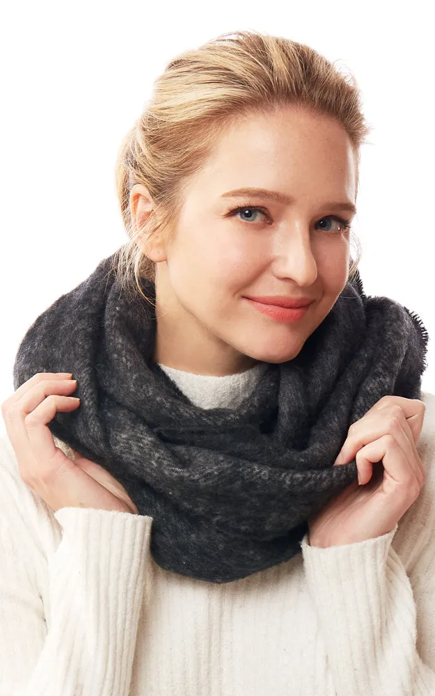 LOF1244 Solid Fuzzy Soft Infinity Scarf