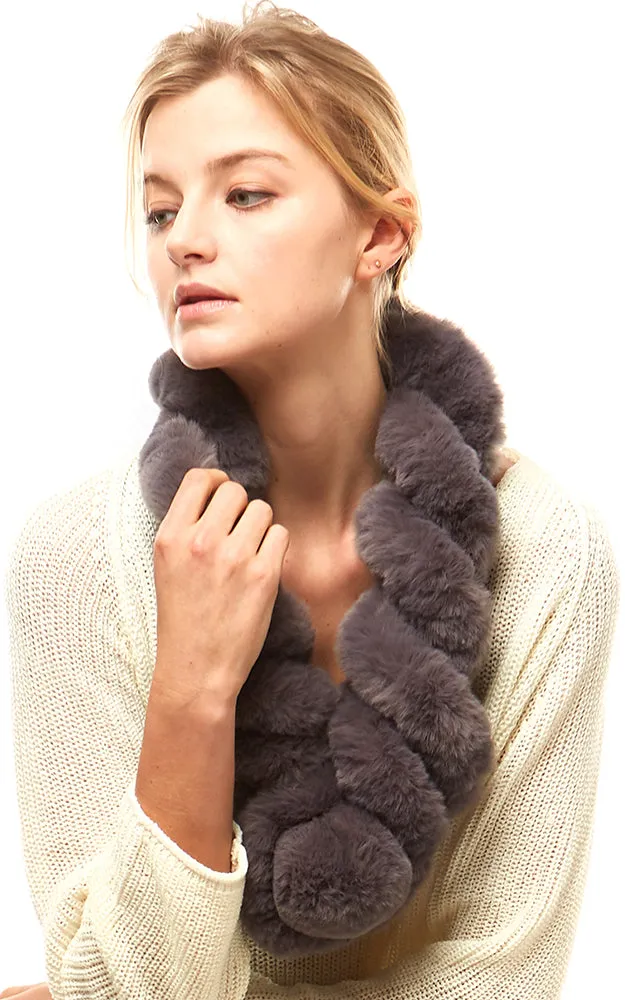 LOF786 Twisted Faux Fur Pull Through Scarf