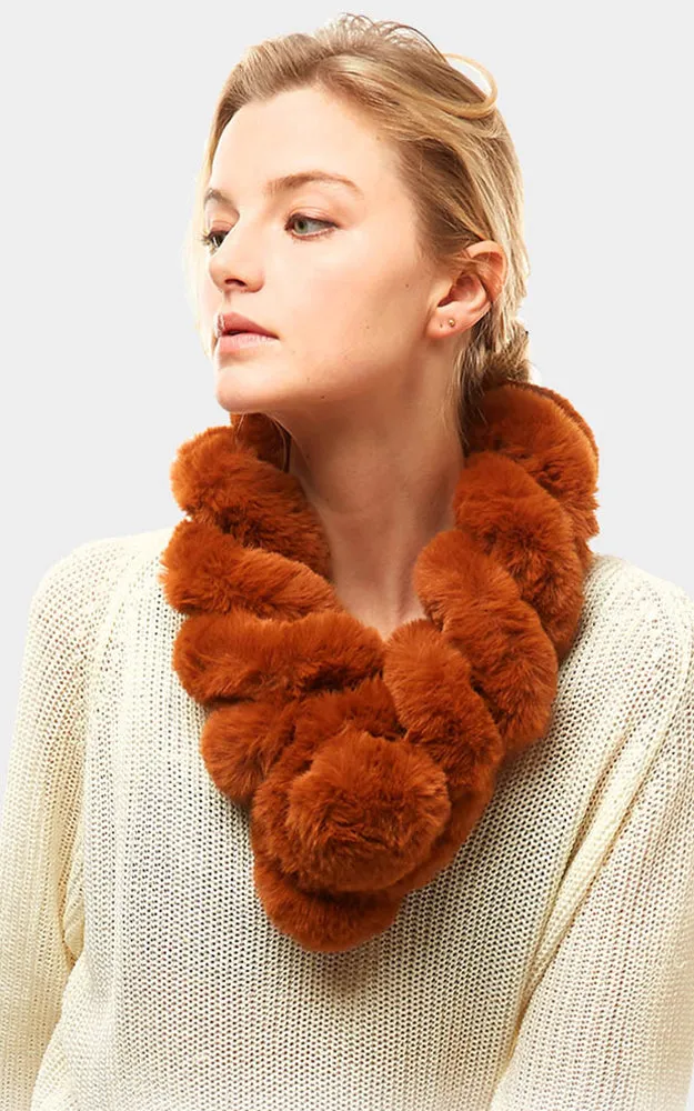 LOF786 Twisted Faux Fur Pull Through Scarf