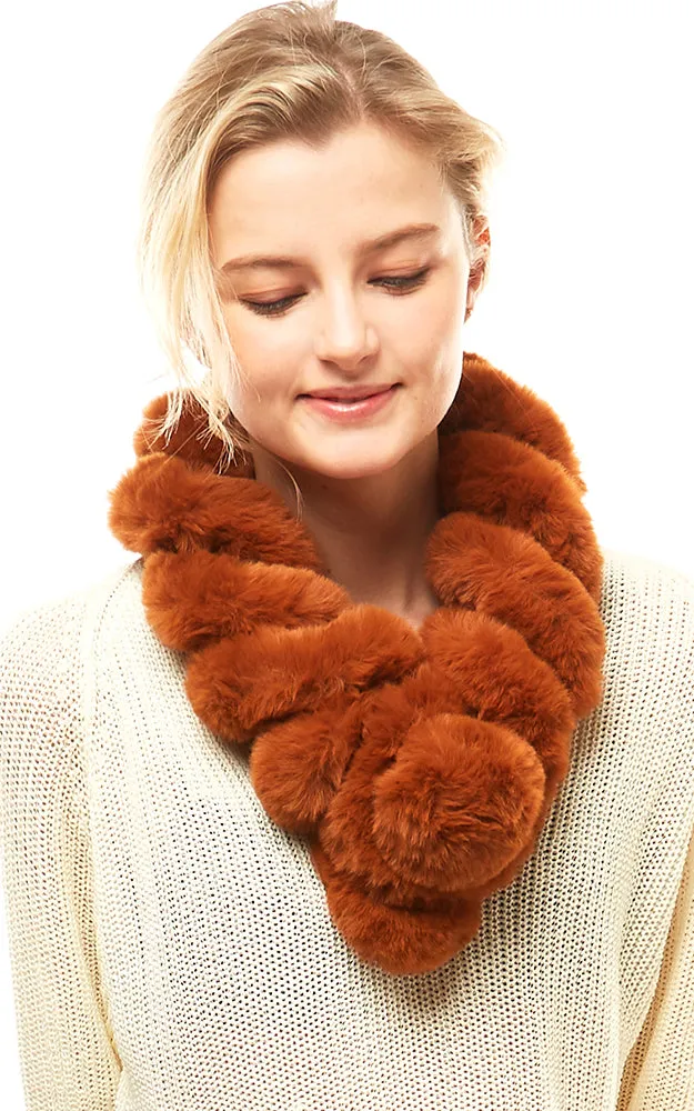 LOF786 Twisted Faux Fur Pull Through Scarf