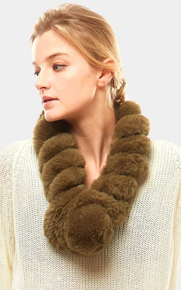 LOF786 Twisted Faux Fur Pull Through Scarf