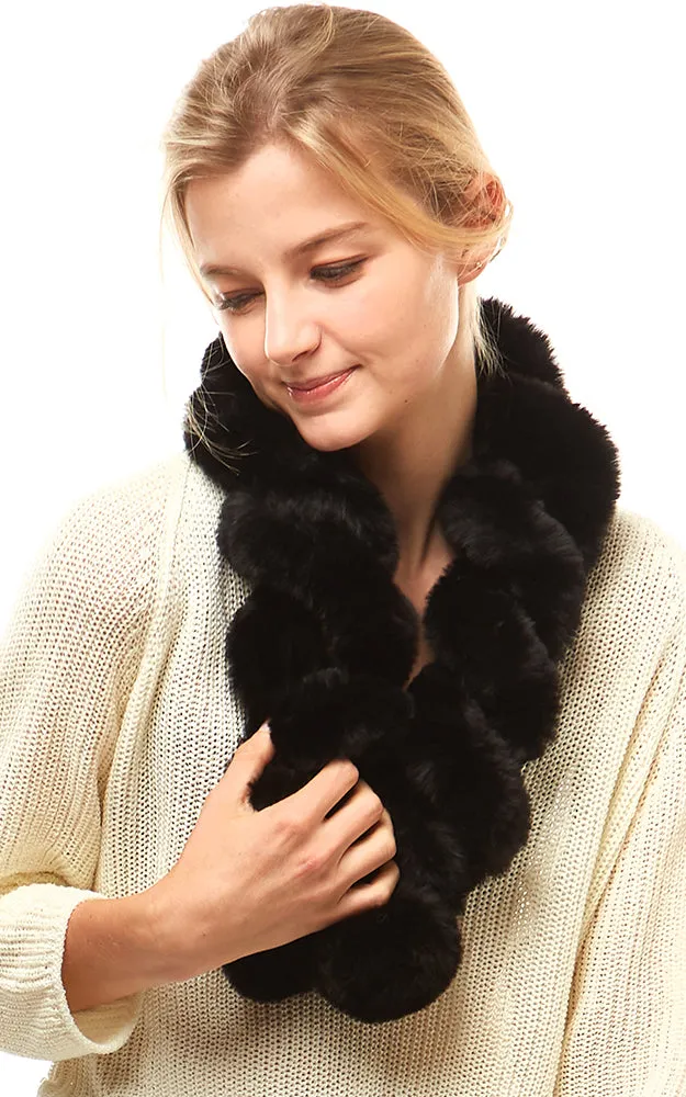 LOF786 Twisted Faux Fur Pull Through Scarf