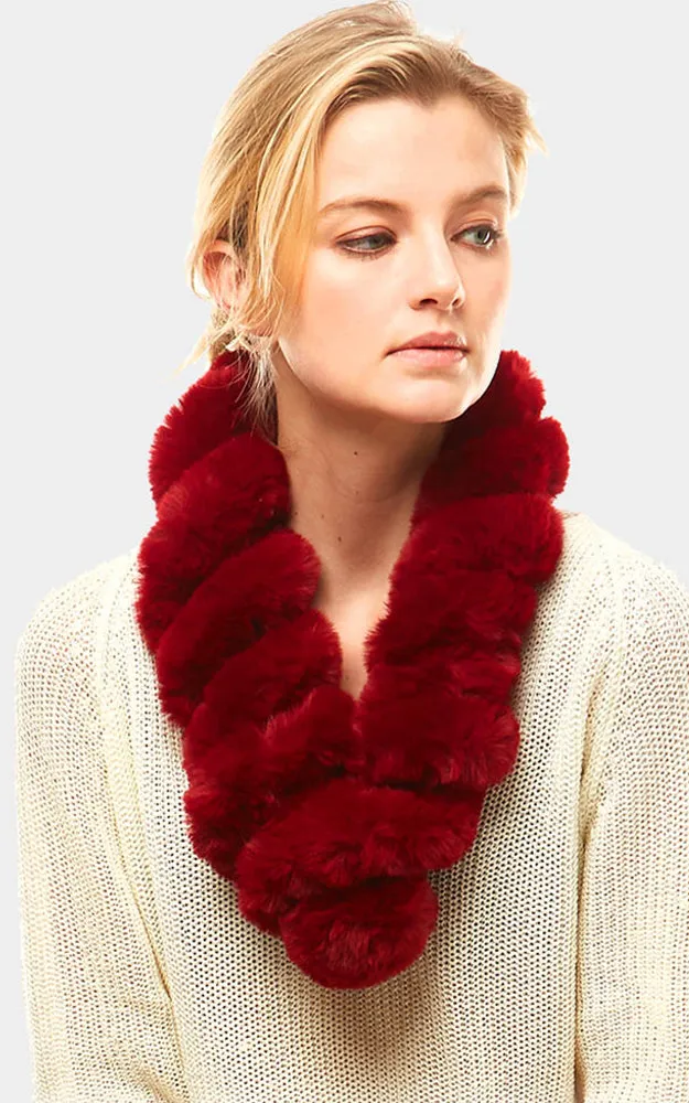 LOF786 Twisted Faux Fur Pull Through Scarf